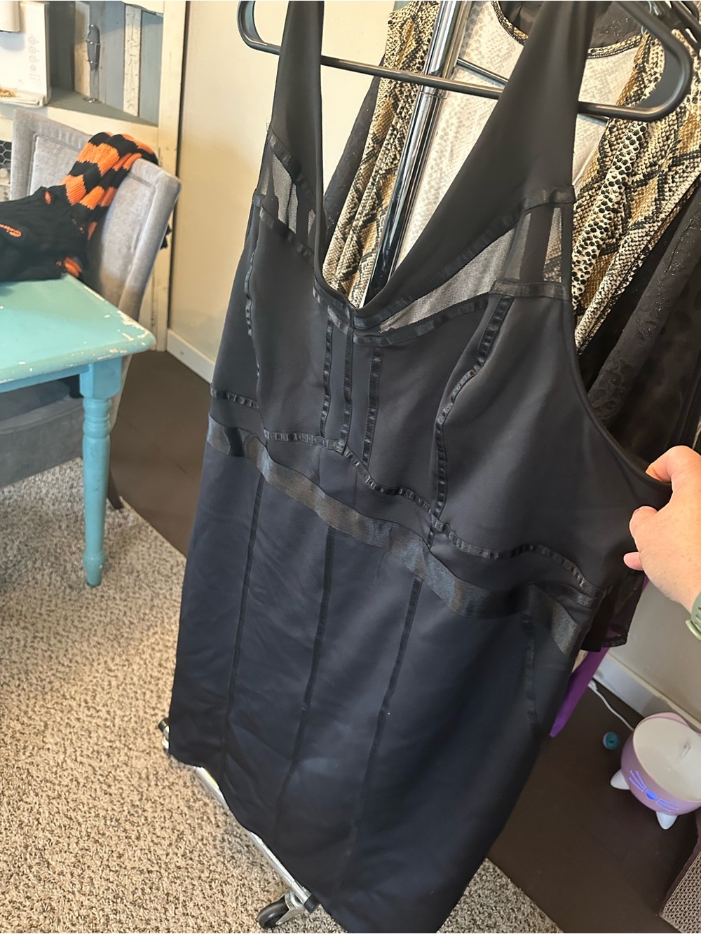 Torrid Black Ribbon & Mesh-Trim Dress
